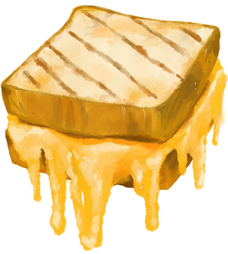 Grilled cheese sandwich comfort melty cheddar bread watercolor hand painting